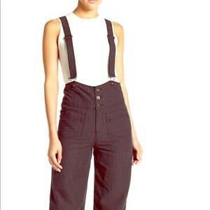 Free People pinstripe overalls size 4, worn once!